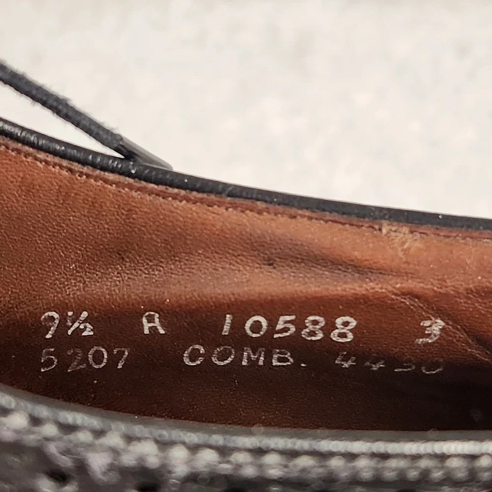Allen Edmonds Sanford Shoes Mens Size 9.5‎ Black Oxford Brogue Dress Leather USA